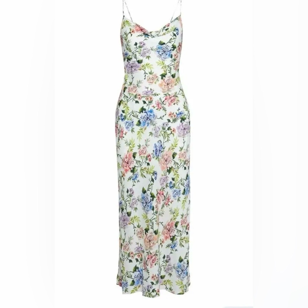 Alice + Olivia White Floral Slip Dress